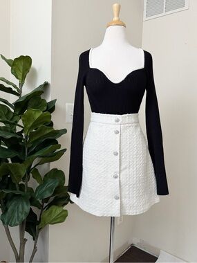 White tweed style mini Skirt